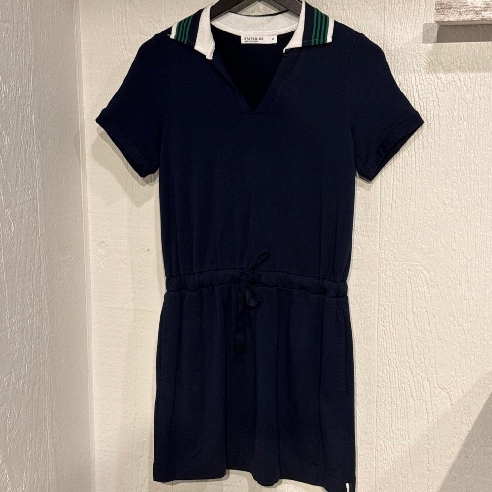 Stateside Collared Navy Dress w/ drawstring‎
